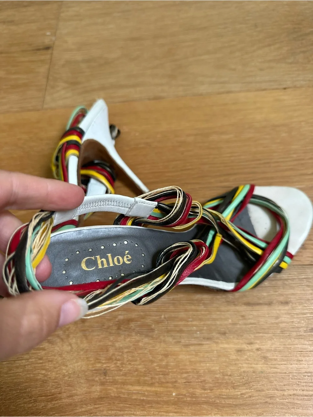 Chloé Y2K Multicolor Strappy Leather Sandal Heels Sz 39